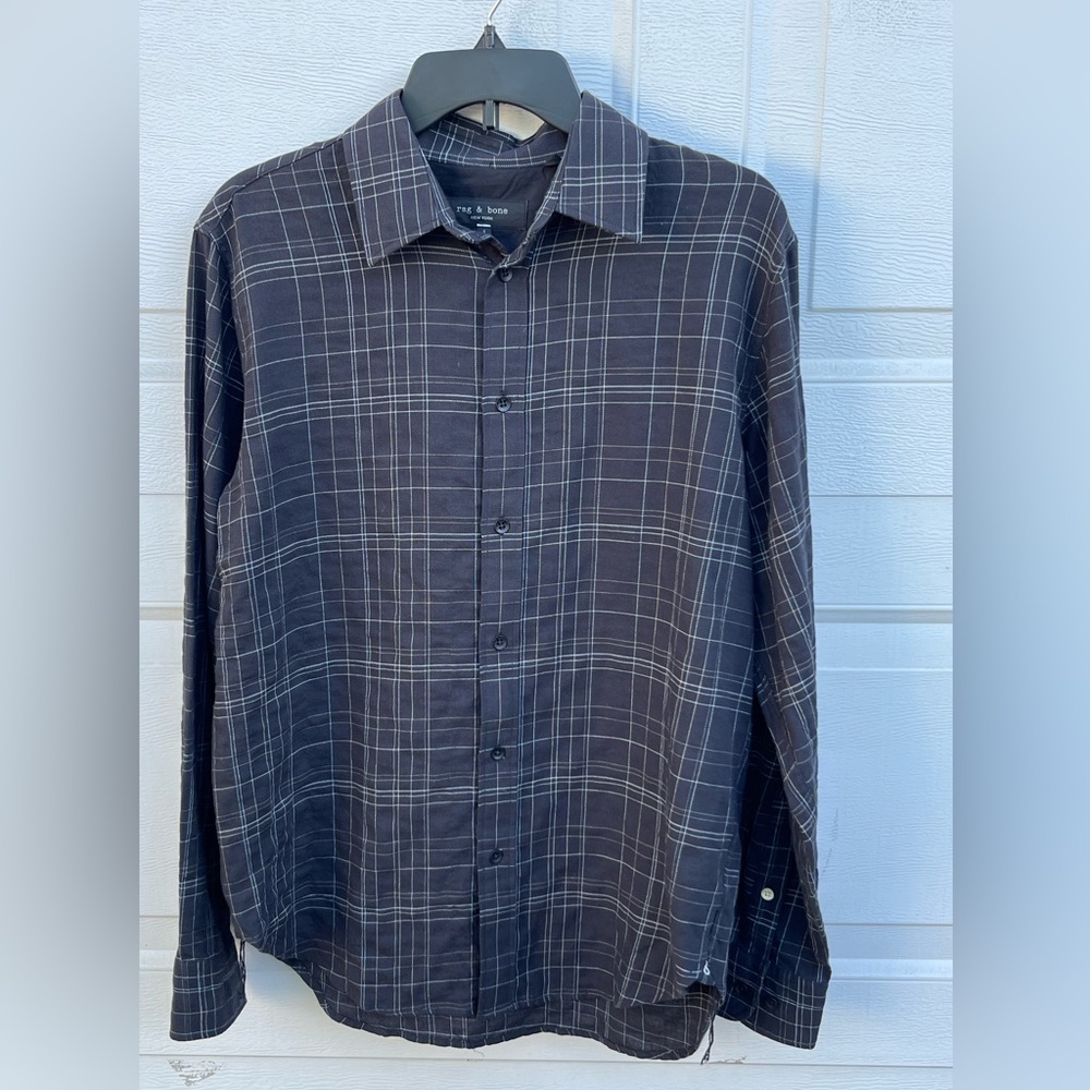 Men's Rag and Bone Shirt Striped Oxford Button Down grey S/P NWOT